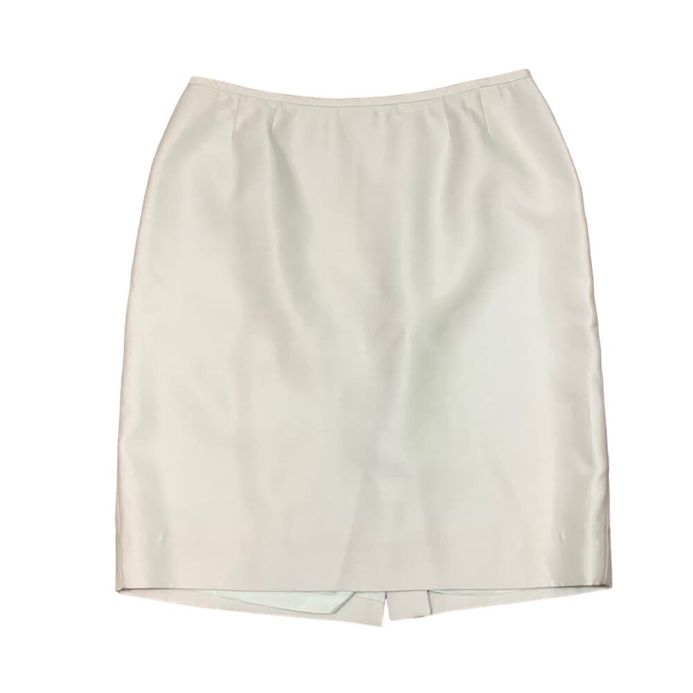Albert Nipon Wool/Silk Silver Pencil Skirt - image 1